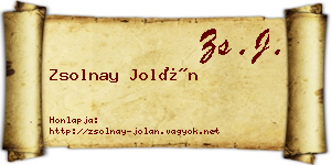 Zsolnay Jolán névjegykártya
